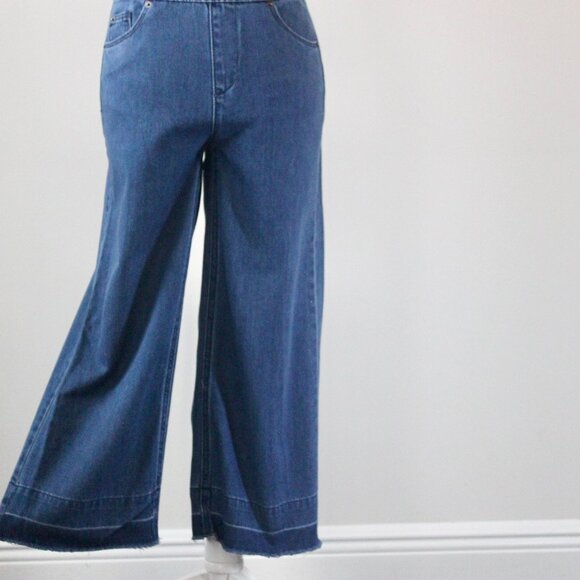 Universal Thread Blue Bow Classic Cross back Feminine Wide-Leg Denim Overalls 0 - Picture 4 of 12